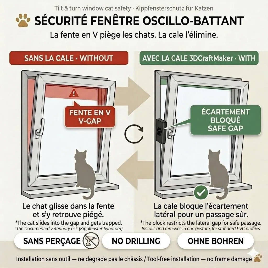 Cale de sécurité pour fenêtre oscillo-battante (chat), photo 2/10